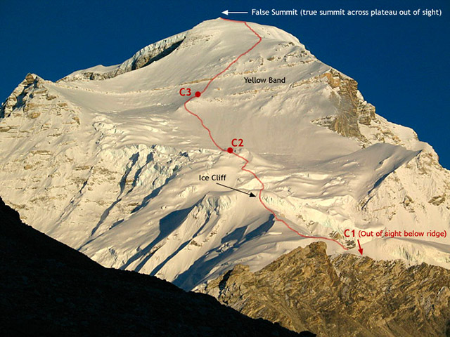 A rota de escalada do Cho Oyu. Foto: Divulgaï¿½ï¿½o
