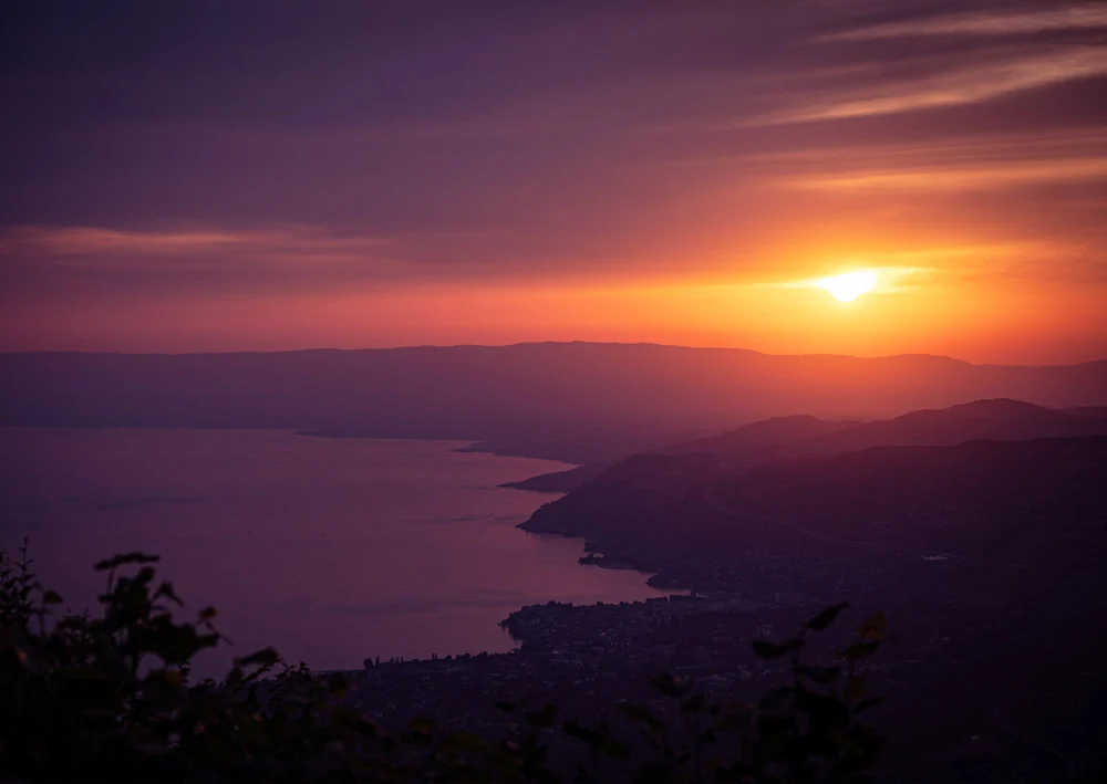 Pôr do sol sobre o Lac Léman
