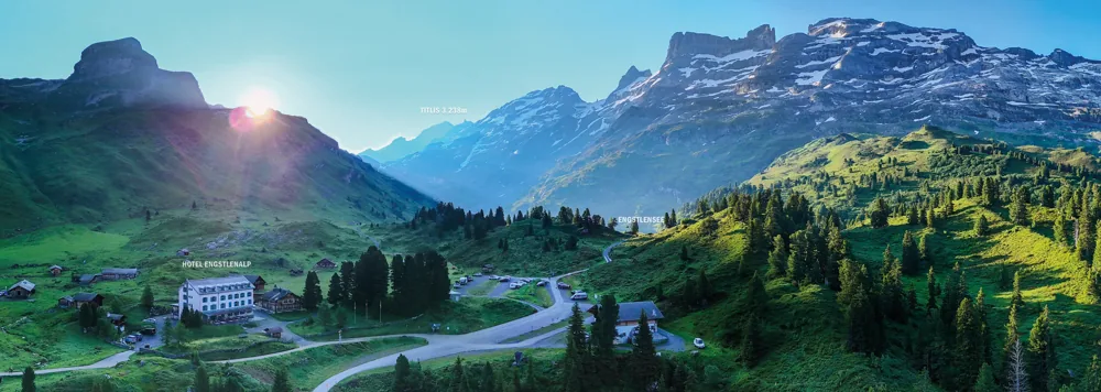 Engstlenalp · paisagem alpina com vista para o Titlis